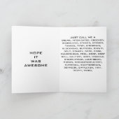 DE VELE EXCUSES VERLATE VERJAARDAG KAART (Binnen)