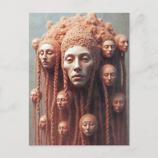 De vele gezichten binnen briefkaart (Voorkant)