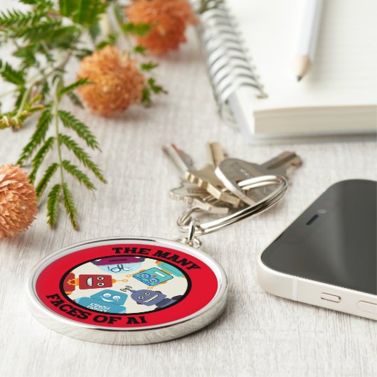 De vele gezichten van AI (Artificial Intelligence) Sleutelhanger (Zijkant)