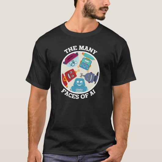 De vele gezichten van AI (Artificial Intelligence) T-shirt (Voorkant)