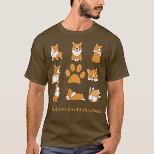 De vele gezichten van de Corgi Funny Corgi Dog  T-shirt