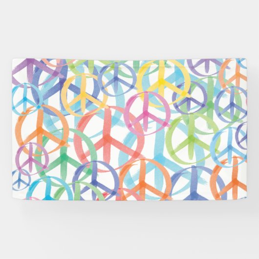 De vele kleuren van de vrede tekenen spandoek (Horizontaal)