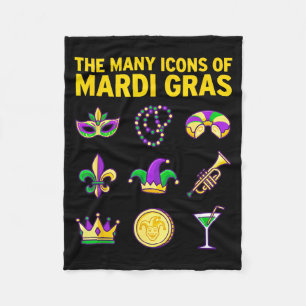 De vele pictogrammen van Mardi Gras Paars Groen Gr Fleece Deken