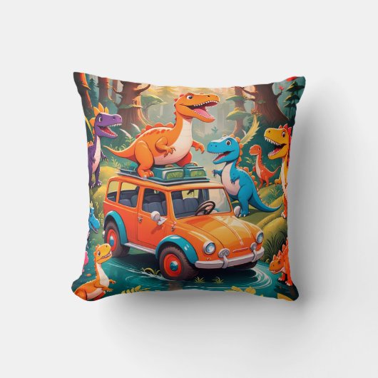 De Velociraptors familie vakantie Kussen (Voorkant)