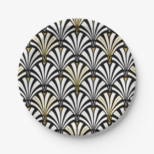 De ventilatorpatroon van het art deco - wit en papieren bordje