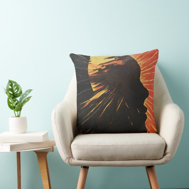 De veranderende zon | Metafysische gezichtskunst Kussen (Stoel)