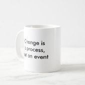 De verandering is een proces, niet een gebeurtenis koffiemok (Voorkant links)