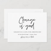 De verandering is goed, de Nieuwe Aankondiging van Briefkaart (Voorkant / Achterkant)
