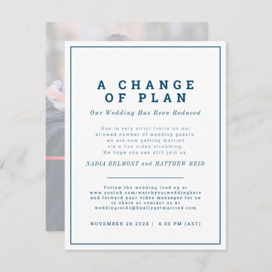 De verandering van het plan unnodig nu stroom save the date (Voorkant / Achterkant)