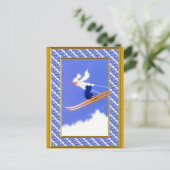 De verbindingsdraad a van de ski feestdagenkaart (Staand voorkant)