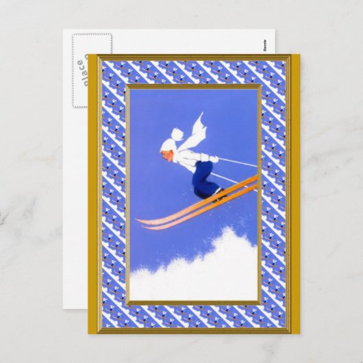 De verbindingsdraad a van de ski feestdagenkaart (Voorkant / Achterkant)