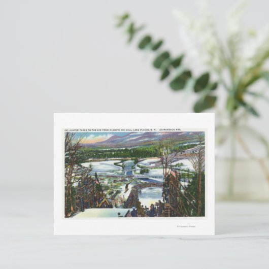 De Verbindingsdraad van de ski stijgt van de Briefkaart (Staand voorkant)