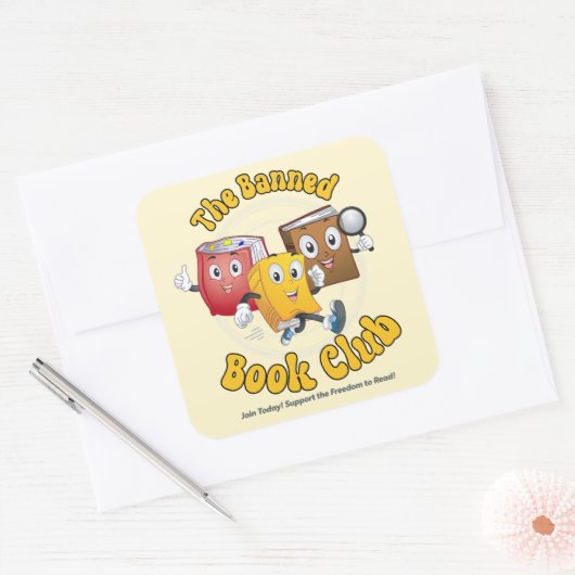 De verboden boekenclub vierkante sticker (Envelop)