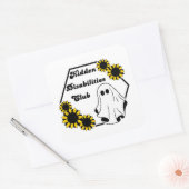 De verborgen Disability Club Sunflower Ghost Badge Vierkante Sticker (Envelop)