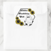 De verborgen Disability Club Sunflower Ghost Badge Vierkante Sticker (Tas)
