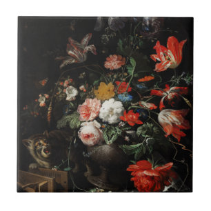 De verbouwde Bouquet door Abraham Mignon  Tegeltje