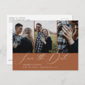 De verbrand Oranje MultiFoto sparen de Datum Aankondigingskaart (Voorkant / Achterkant)