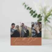 De verbrand Oranje MultiFoto sparen de Datum Aankondigingskaart (Staand voorkant)