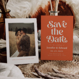 De verbrande Oranje bruiloft van de Retro sparen d Save The Date