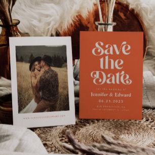 De verbrande Oranje bruiloft van de Retro sparen d Save The Date