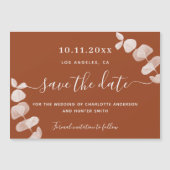 De verbrande oranje eucalyptusbruiloft bewaart de  magnetische uitnodiging (Voorkant)