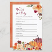 De verbrande Oranje pompoenWaterverf wenst Baby (Voorkant / Achterkant)