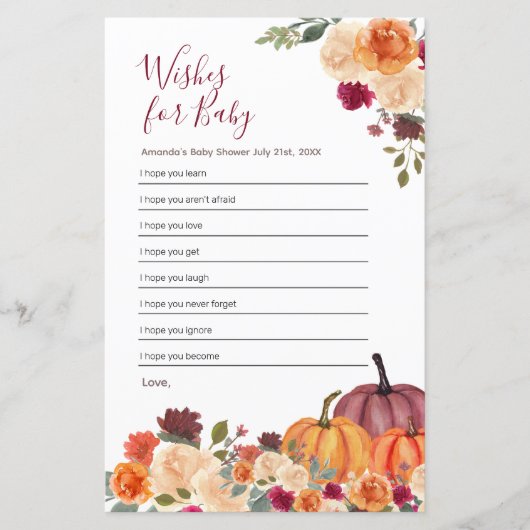 De verbrande Oranje pompoenWaterverf wenst Baby (Voorkant)