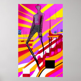 De verbuiging van Slick-Slax op de roltrap Poster