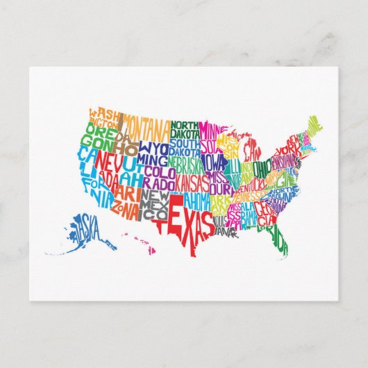 De Verenigde Staten in Names Briefkaart (Voorkant)