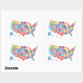 De Verenigde Staten in Names Rechthoekige Sticker (Vel)