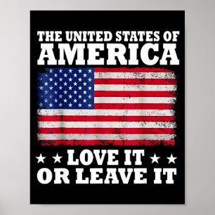 De verenigde staten van amerika love or leave vlag poster