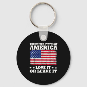 De verenigde staten van amerika love or leave vlag sleutelhanger