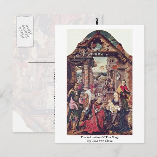 De verergering van de Magi door Joos van Cleve Briefkaart (Voorkant / Achterkant)