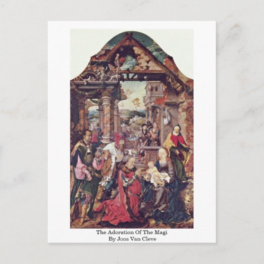 De verergering van de Magi door Joos van Cleve Briefkaart (Voorkant)