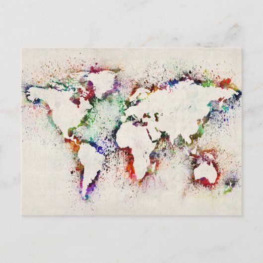 De verf bespat de Kaart van de Tekst van de Wereld (Voorkant)