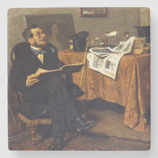 De verfijnde heer, kunstliefhebber stenen onderzetter (Voorkant)