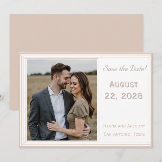 De Verfijnde Katholieke Bruiloft Save The Date (Voorkant / Achterkant)