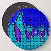 De verfijnde silhouet | Frans blauw geweven Ronde Button 6,0 Cm (Voorkant /achterkant)