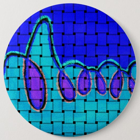 De verfijnde silhouet | Frans blauw geweven Ronde Button 6,0 Cm (Voorkant)