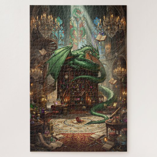 De Vergeten Drakenbibliotheek Fantasy Kunst Legpuzzel (Verticaal)