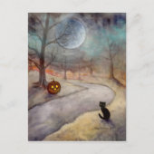 De vergeten weg Halloween zwarte kat en pompoen Briefkaart (Voorkant)
