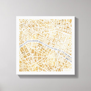 De vergulde Kaart van de Stad van Parijs Canvas Afdruk