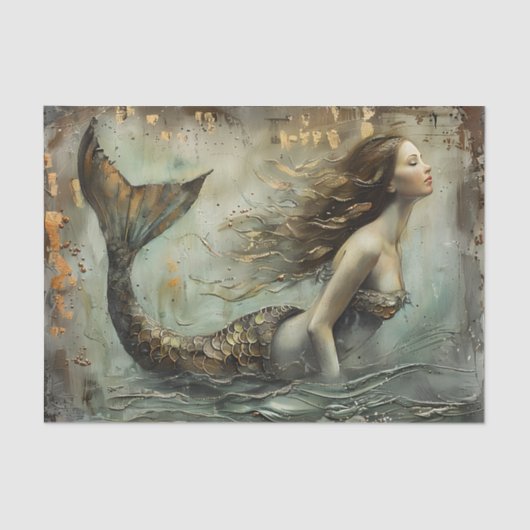 DE VERGULDE MEERJUFFEROUW DECOUPAGE TISSUEPAPIER (Voorkant)