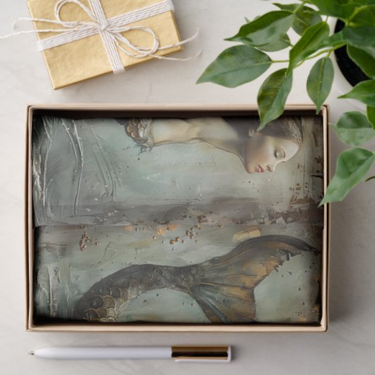 DE VERGULDE MEERJUFFEROUW DECOUPAGE TISSUEPAPIER (Geschenk)