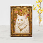 De Vergulde Prinses (Witte Perzische Kat) Kaart (Gele Bloem)