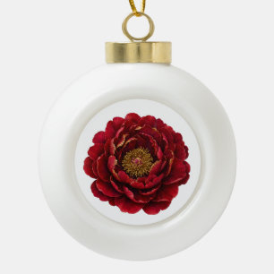 De Vergulde Robijnen Pioen Luxe Rood & Goud Bota Keramische Bal Ornament