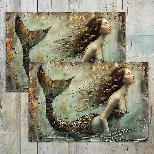 DE VERGULDE ZEEJONKVROUW DECOUPAGE TISSUEPAPIER