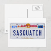 De Vergunning van Californië Sasquatch Briefkaart (Voorkant / Achterkant)