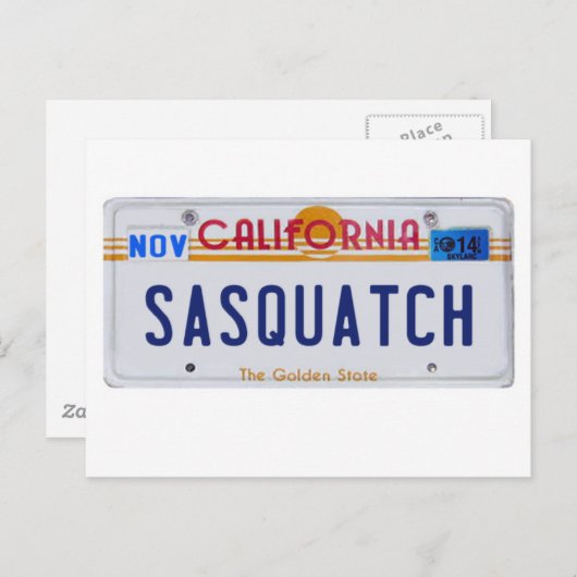 De Vergunning van Californië Sasquatch Briefkaart (Voorkant / Achterkant)