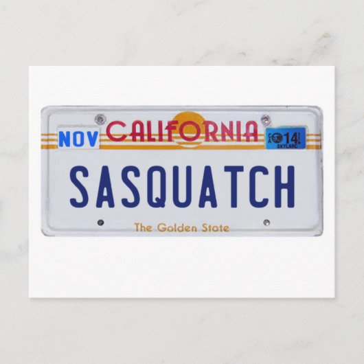 De Vergunning van Californië Sasquatch Briefkaart (Voorkant)